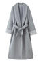 casual non-stretch tweed fuzzy decor with belt jacket_White_Gray