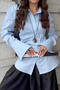 stylish non-stretch pure cotton long sleeve all-match blouse_White_Sky Blue