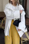 stylish non-stretch pure colour loose all-match trench coat_White