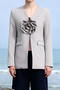 stylish non-stretch flower decor high quality slit blazer_Gray