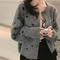 casual slight stretch ribbed knit dot pattern sweaters_Gray