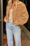 casual non-stretch suede fabric lapel solid color jacket(size run small)_Green_Khaki