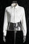 stylish non-stretch solid color high-quality slim crop denim jacket_Black_White
