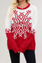 christmas new slight stretch knitted snowflake contrast color sweater_Black_Red
