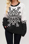 christmas new slight stretch knitted snowflake contrast color sweater_Black
