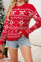 christmas new slight stretch knitted snowflake bow pattern sweater_Black_Red