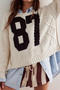 casual slight stretch knitted number contrast color jacquard loose sweater_Dark Blue_Beige