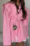 casual non-stretch solid color suit collar blazers(with belt&shoulder pads)_Pink