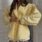 casual non-stretch solid color suit collar blazers(with belt&shoulder pads)_Pink_Rose Red_Yellow