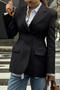 casual non-stretch suit collar solid color button pleated blazers_Black