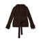 casual slight stretch solid color knitted tassel cardigan sweater with belt_Black_Reddish Brown