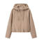 casual non-stretch solid color suede hooded zip-up outerwear_Khaki