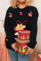christmas new elk colored balls decor stretch knitted sweater_Black