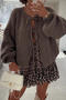 casual slight stretch 11-colors solid color lace-up knitted cardigan_Black_Gray_Pink_Magenta_Yellow_Dark Green_Blue_Light Purple_Beige_Khaki _Brown