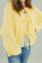 casual slight stretch 11-colors solid color lace-up knitted cardigan_Black_Gray_Pink_Magenta_Yellow