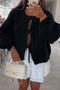 casual slight stretch 11-colors solid color lace-up knitted cardigan_Black