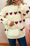 casual slight stretch heart shape knitted loose sweater_Dark Gray_Dark Blue_Beige