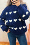 casual slight stretch heart shape knitted loose sweater_Dark Gray_Dark Blue