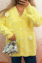 casual slight stretch flower bow decor knitted loose cardigan_Pink_Yellow