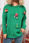 christmas new slight stretch elk santa hat christmas tree decor knitted sweater_Black_Red_Green