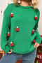 christmas new slight stretch christmas hat decor knitted sweater_Black_Red_Green