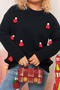 christmas new slight stretch christmas hat decor knitted sweater_Black