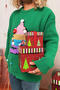 new slight stretch jacquard christmas tree colored balls decor knitted sweater_Black_Red_Green