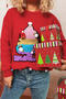 new slight stretch jacquard christmas tree colored balls decor knitted sweater_Black_Red