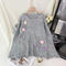 casual slight stretch sequins flower-decor knit sweater_White_Gray