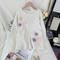 casual slight stretch sequins flower-decor knit sweater_White