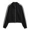 casual slight stretch stand collar zip-up jacket(size run small)_Black