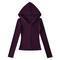 casual slight stretch solid color zip-up hooded jacket(size run small)_Black_White_Dark Gray_Pink_Rose Red_Purple