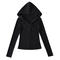casual slight stretch solid color zip-up hooded jacket(size run small)_Black_White_Dark Gray