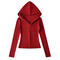 casual slight stretch solid color zip-up hooded jacket(size run small)_Black_White_Dark Gray_Pink_Rose Red