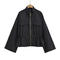casual non-stretch 3 colors crew neck zip-up drawstring jacket(size run small)_Black