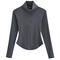 casual slight stretch solid color 9 colors zip-up top(size run small)_Black_White_Gray_Dark Gray