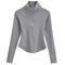 casual slight stretch solid color 9 colors zip-up top(size run small)_Black_White_Gray