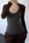 casual slight stretch solid color crop jacket(size run small)_Gray_Brown