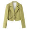 casual non-stretch 4colors solid color suit collar blazers(size run small)_Black_Light Green