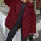 stylish non-stretch tweed pure colour with belt all-match outerwear_Rose Red