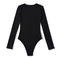 casual slight stretch 4 colors crew neck solid color bodysuit(size run small)_Black