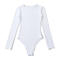 casual slight stretch 4 colors crew neck solid color bodysuit(size run small)_Black_White