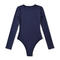 casual slight stretch 4 colors crew neck solid color bodysuit(size run small)_Black_White_Gray_Dark Blue