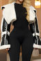 stylish slight stretch pu leather 3 colors long sleeve crop fur outerwear_Black