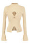 exquisite slight stretch half-high collar cutout sweaters(size run small)_Black_Purple_Beige_Khaki 