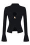 exquisite slight stretch half-high collar cutout sweaters(size run small)_Black