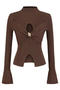 exquisite slight stretch half-high collar cutout sweaters(size run small)_Black_Purple_Beige_Khaki _Brown