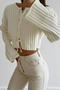 casual slight stretch solid color 6 colors lace-up crop cardigan_White