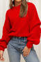 casual slight stretch new solid color 5 colors knitted sweater_Black_Red