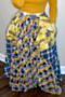 plus size summer s-4xl lattice batch printing stitching inelastic loose skirt_Red_Blue_Orange_Yellow
